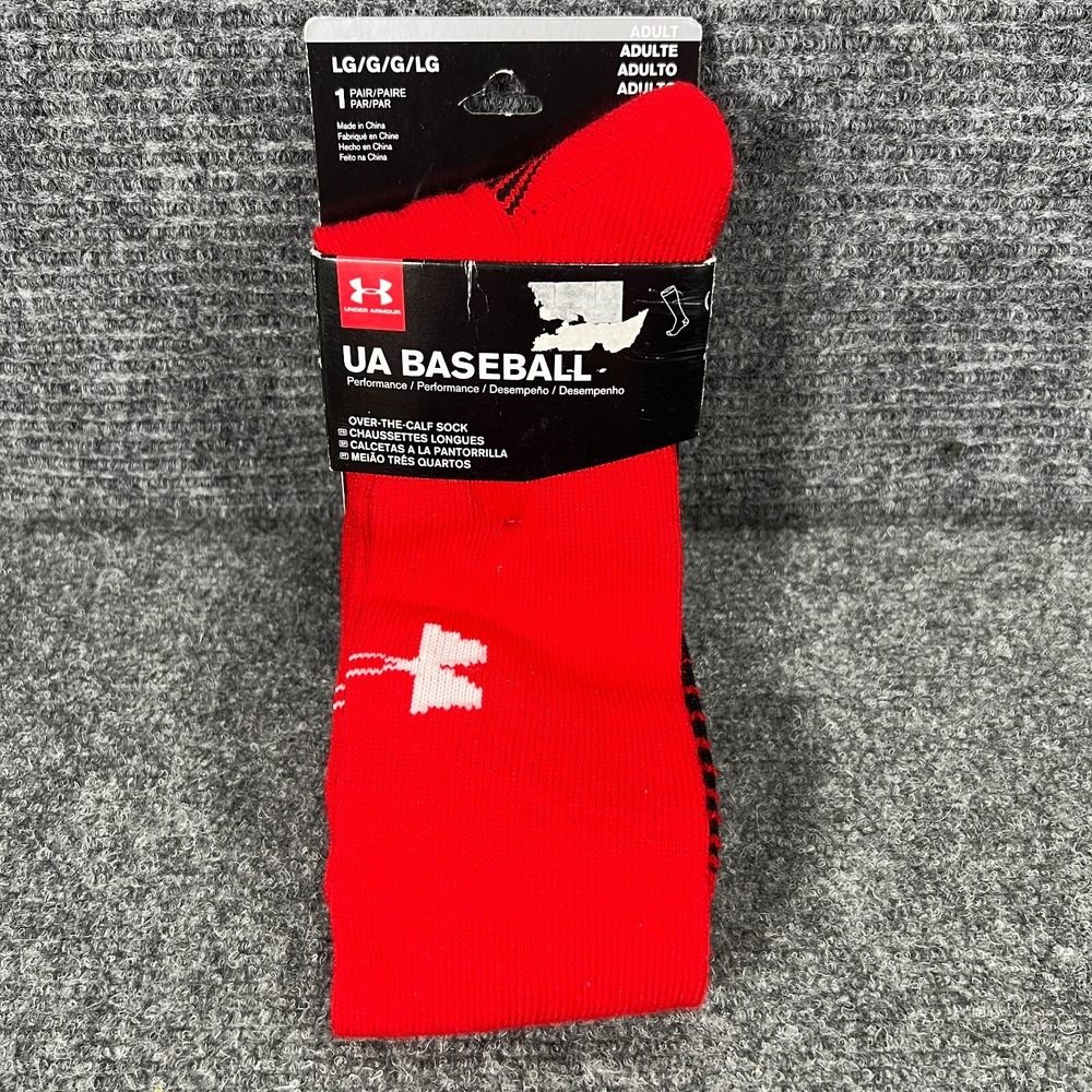 Under Armour Socks Adult Size Large Red Baseball New in Package
